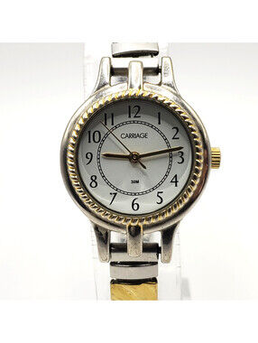 Timex Carriage Womens Watch 22mm Two-Tone Stretch Band New Battery